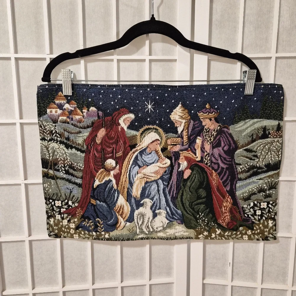 Vintage Nativity Scene Tapestry Placemat Set 4